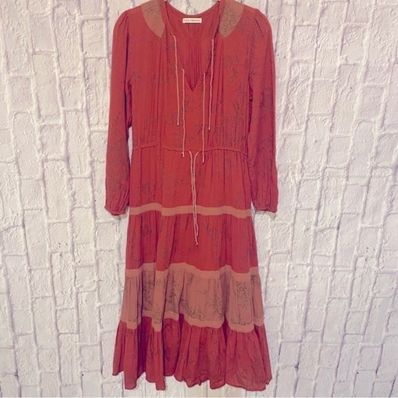 ULLA Johnson Prairie Bohemian Lagenlook Cottagecore Midi Dress 2 - Picture 4 of 11
